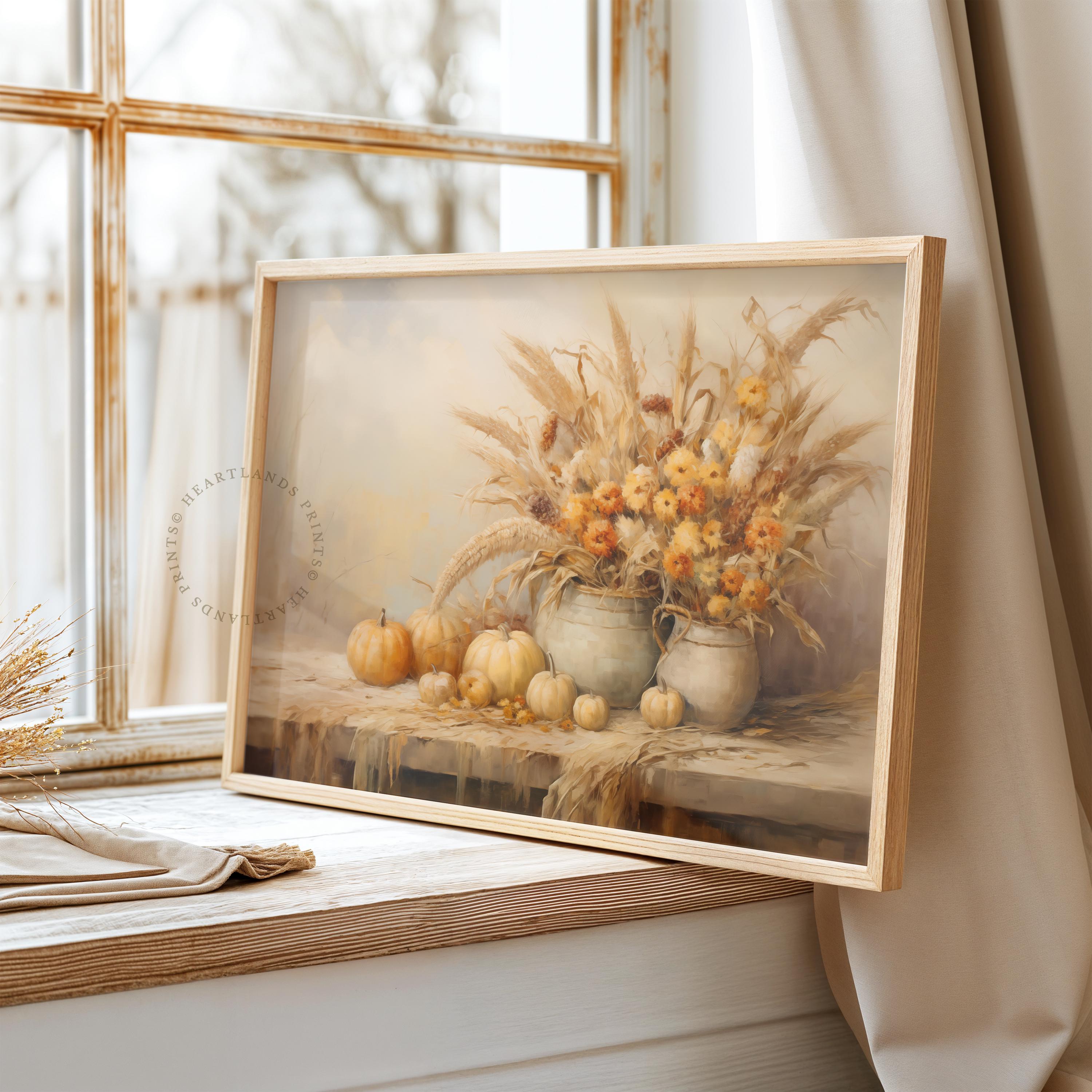 Printable Fall Harvest Artwork, Vintage Style Oil Painting: Autumn ...