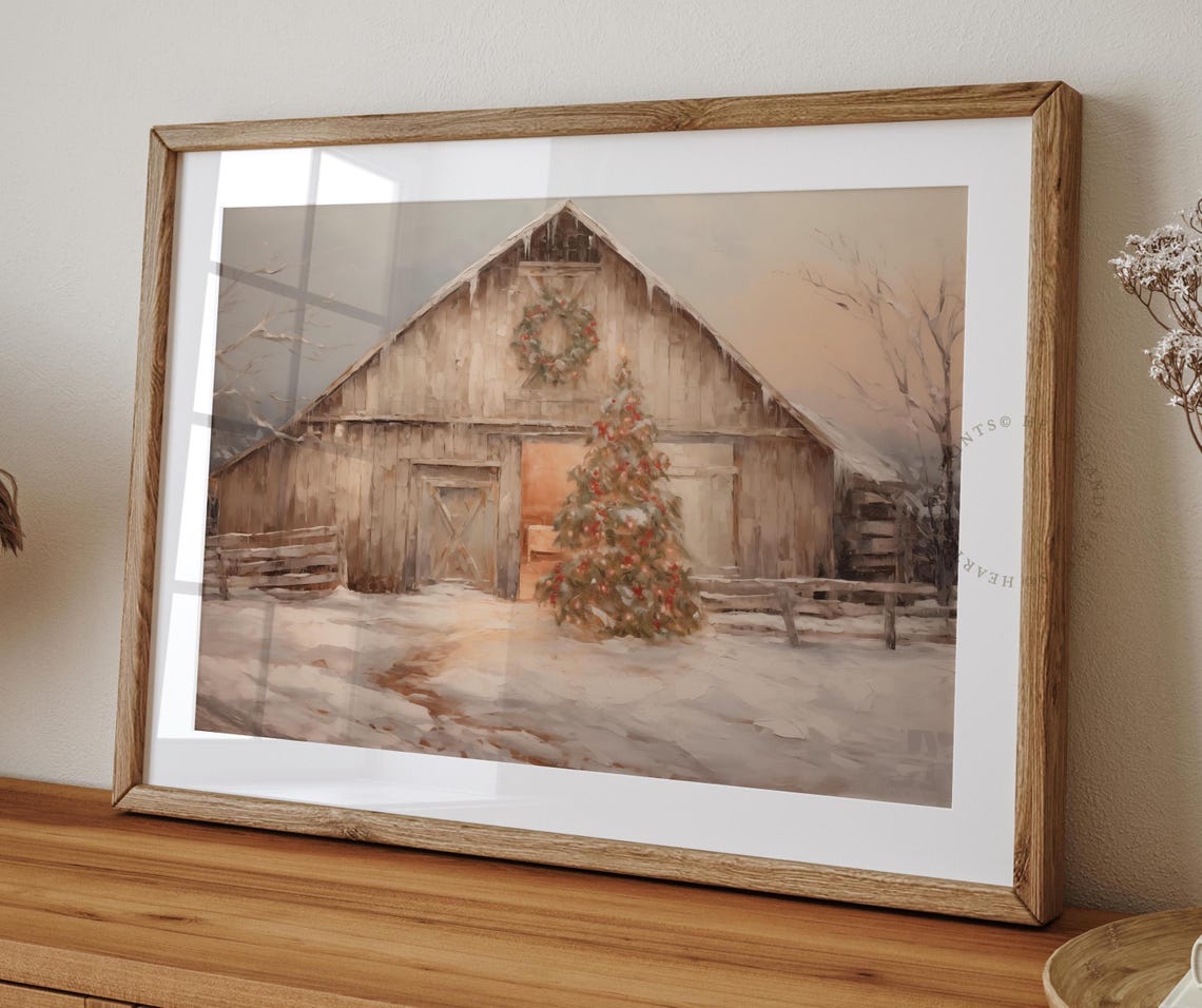 Christmas Tree Barn Art Print, Christmas Printable Wall Art, Christmas ...