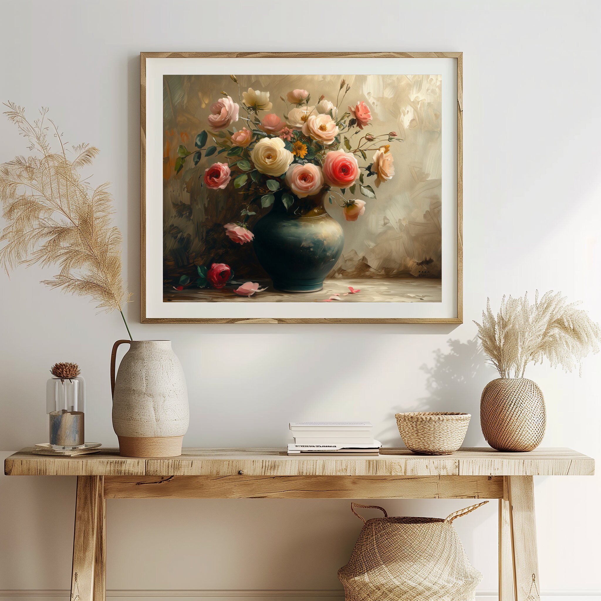 Printable Antique Oil Painting of Spring Floral Still Life Print ...