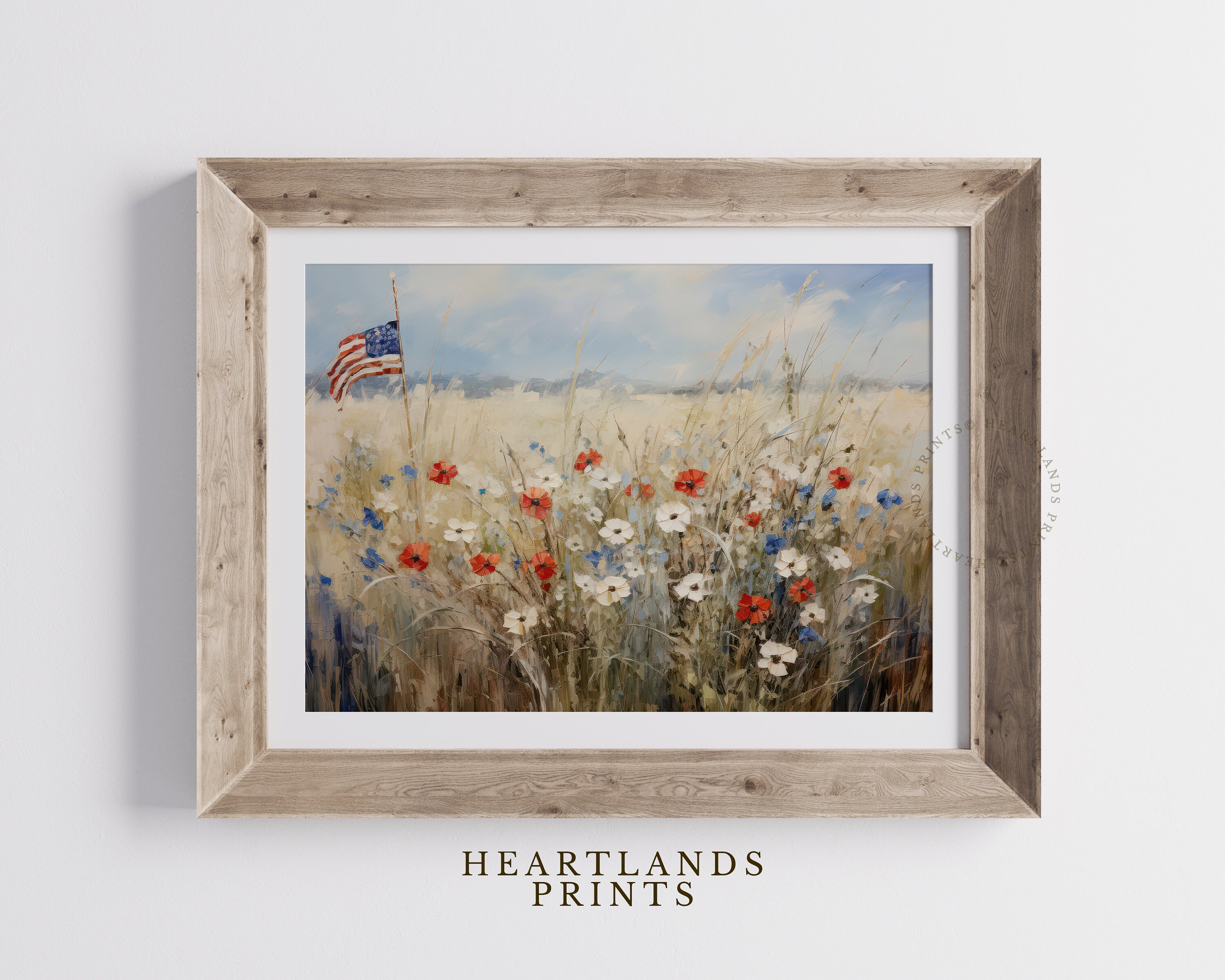 Printable American Flag Art 4th of July Painting, Summer Print, Vintage ...