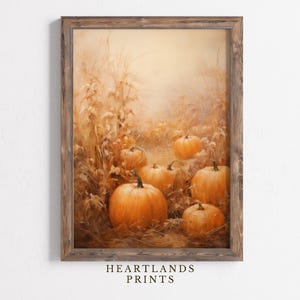 Fall Printable Pumpkin Patch Art, Vintage Autumn Wall Art Print Pumpkin Painting Fall Decor, Rustic Orange Halloween Print, Autumn Art Decor