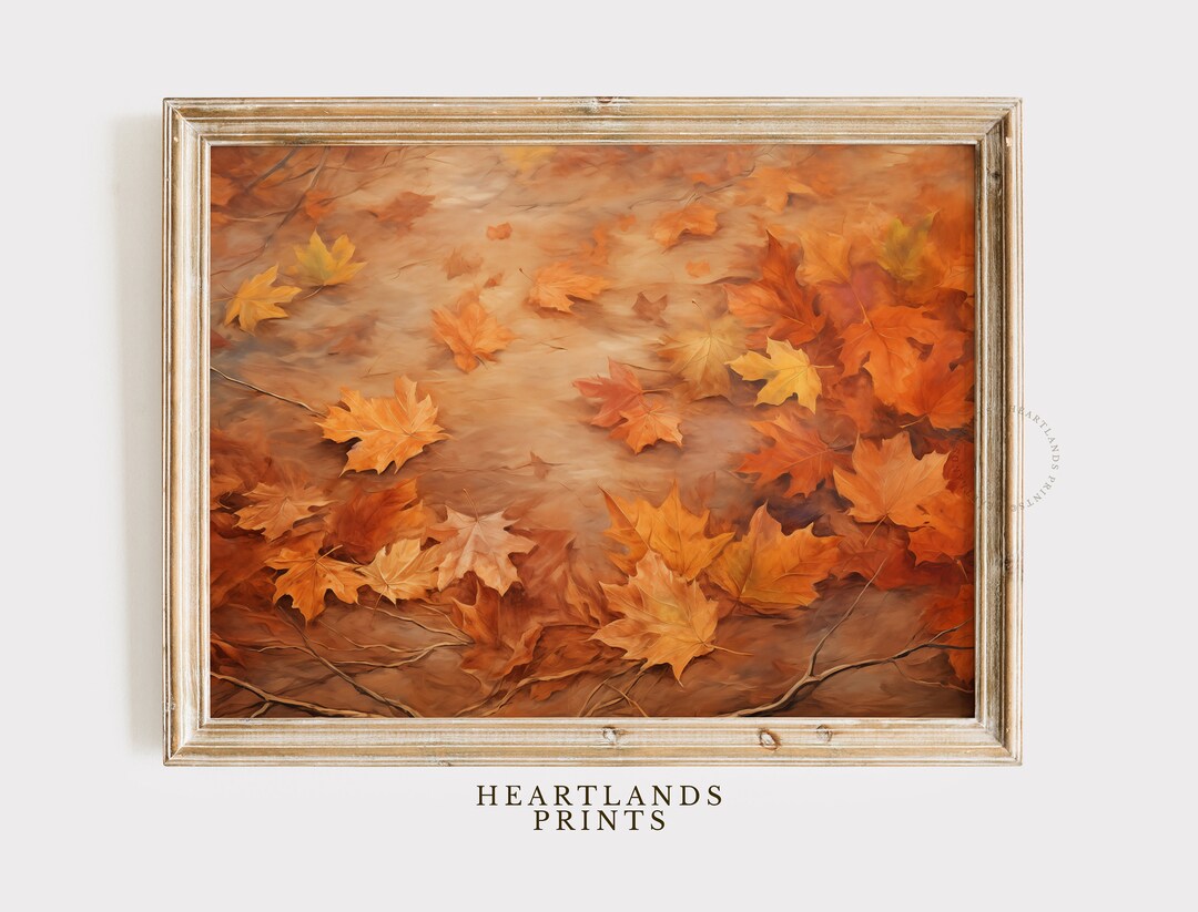 Cozy Autumn Leaves Wall Art Printable Landscape Painting Fall Leaves ...