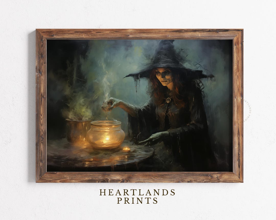 Printable Witch Artwork Cauldron Halloween Wall Art Print, Halloween ...