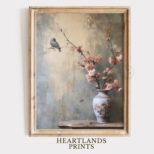 Chinoiserie Wall Art, William Morris Print, Printable Bird Wall Art, Large Botanical Floral Wall Art, Light Blue Academia Vintage Still Life