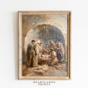Printable Nativity Christian Artwork Birth of JESUS, Biblical ART and Nativity Wall Art Christian Poster Art Print, Instant Digital Download