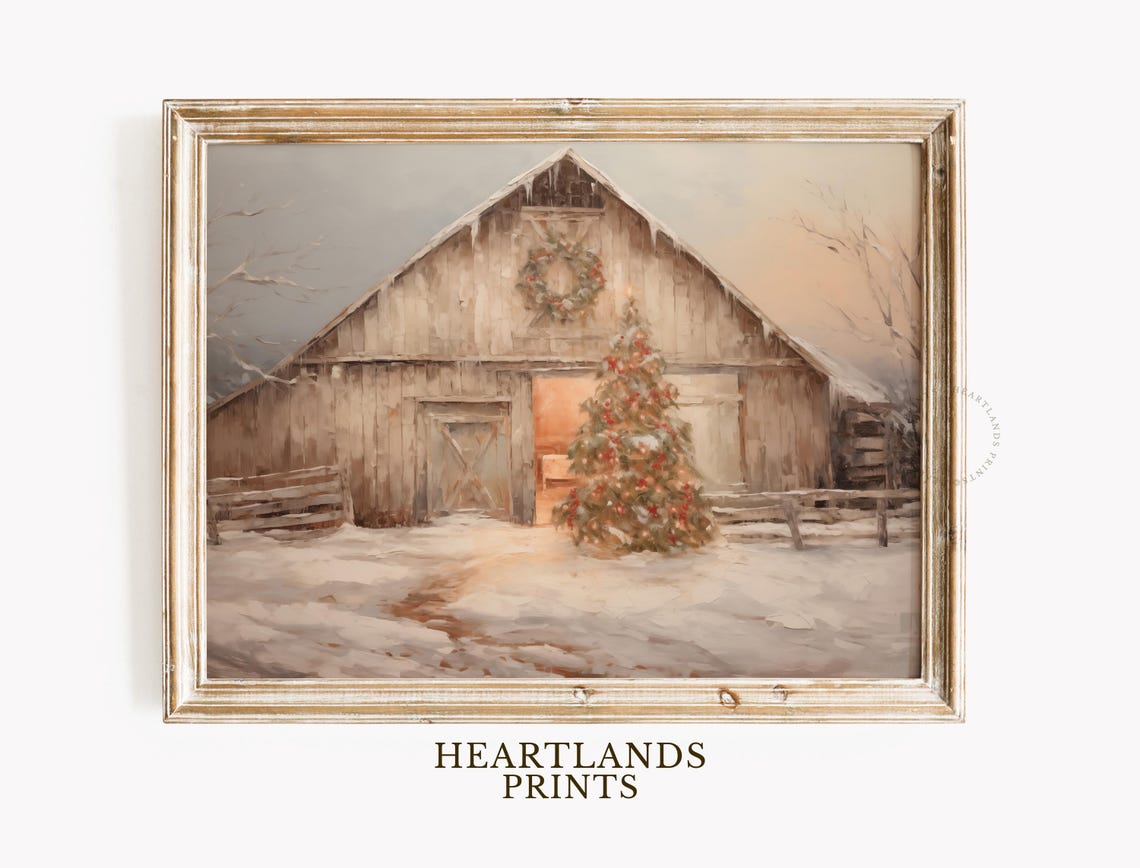 Christmas Tree Barn Art Print, Christmas Printable Wall Art, Christmas ...