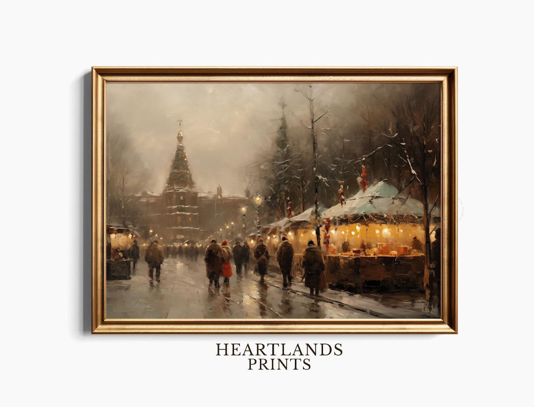 Christmas Village Print, Printable Christmas Town Wall Art Winter Print ...