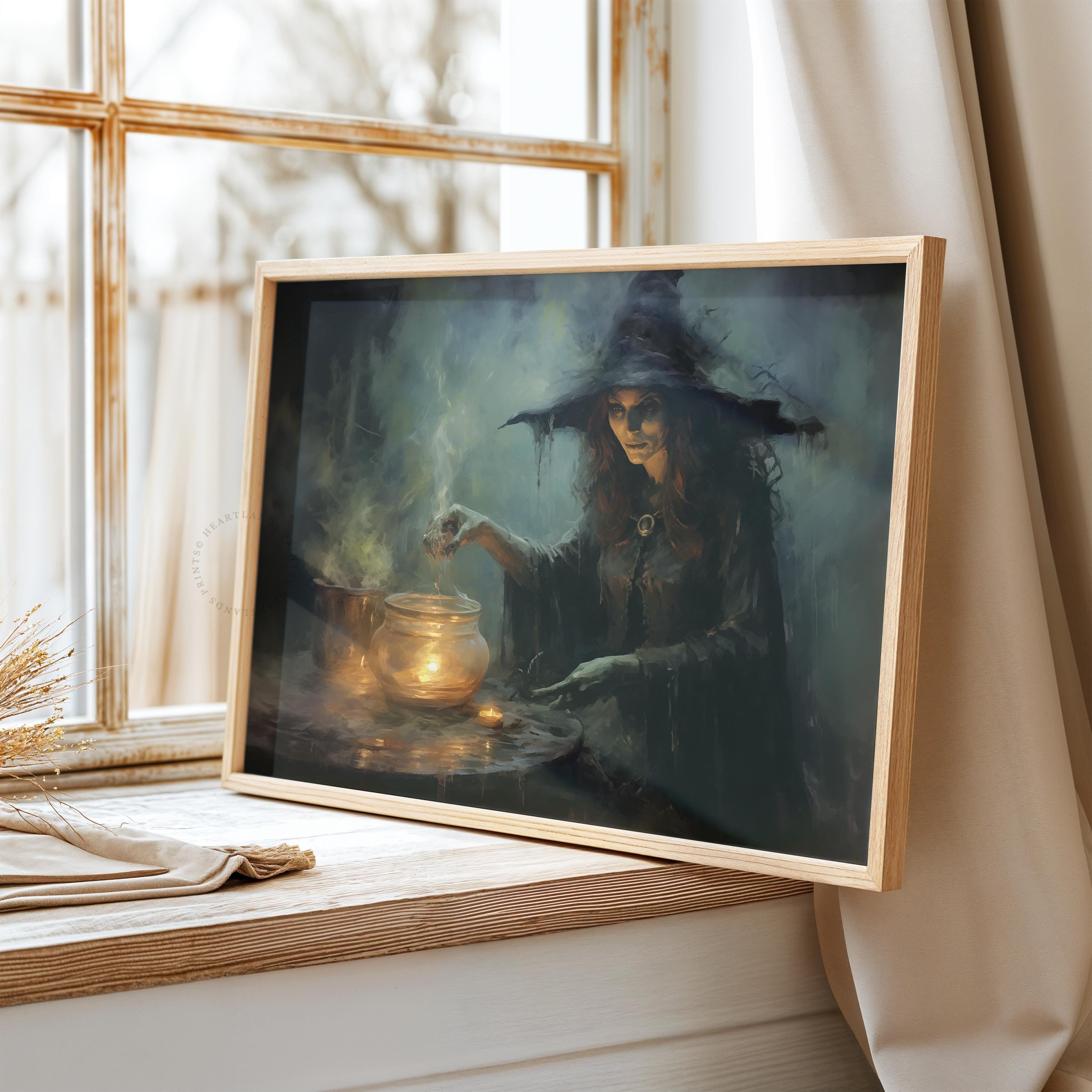 Printable Witch Artwork Cauldron Halloween Wall Art Print, Halloween ...