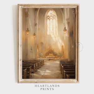 Arte cristiano imprimible Arte de la pared de la iglesia, Impresión de retrato sereno de arte del cartel de pintura de la iglesia vintage / Arte de la pared de Jesús - Descarga digital