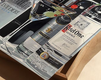 Martini Wall Art Print Cocktail Wall Art, Vodka Bar Cart print, Bar Cart Art Martini Portrait, Indie retro Poster, Modern Art Printed Decor