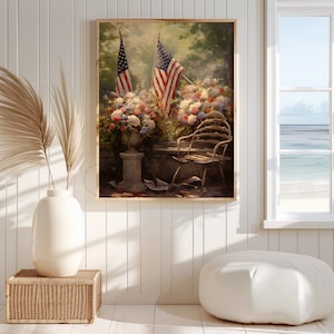 Patriotic American Flag 4th of July Wreaths Wall Art Printable Garden ...