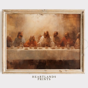 Printable Last Supper Painting Wall Art | Modern Christian Artwork of Jesus Last Supper painting art | Leonardo Da Vinci  - Digital Download