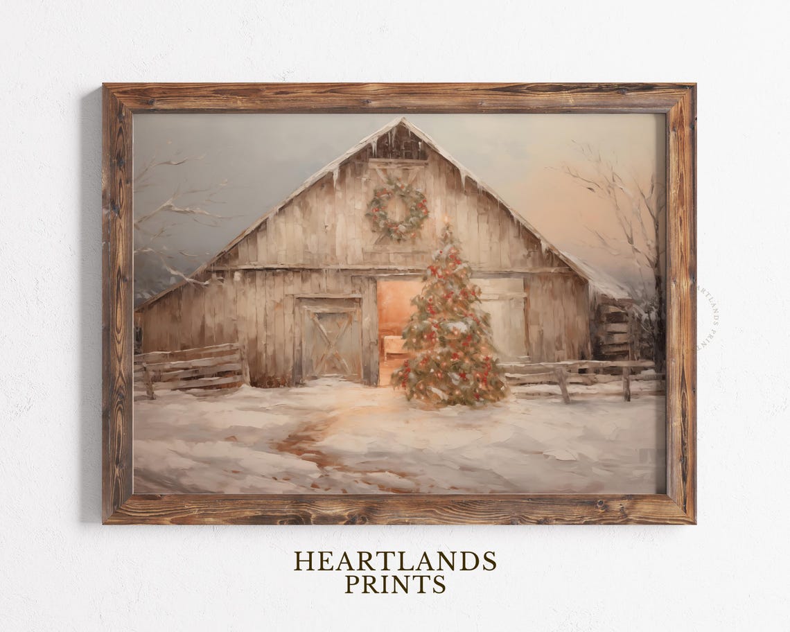 Christmas Tree Barn Art Print, Christmas Printable Wall Art, Christmas ...