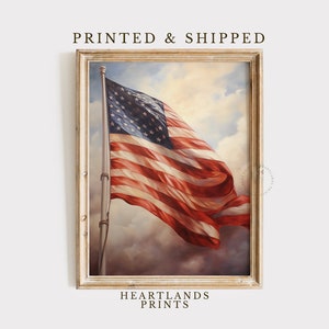 印刷可能なアメリカ国旗ポスタープリントアートワーク、愛国的なアメリカーナ国旗ウォールアート | HeartlandsPrints すぐにダウンロード可能なデジタルアート