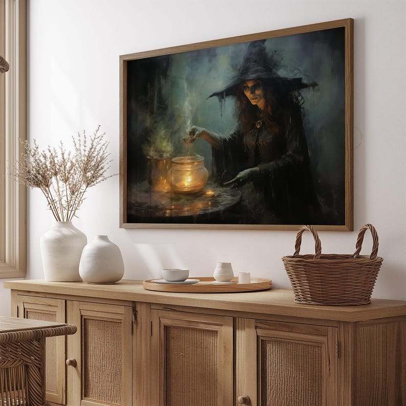 Printable Witch Artwork Cauldron Halloween Wall Art Print, Halloween ...