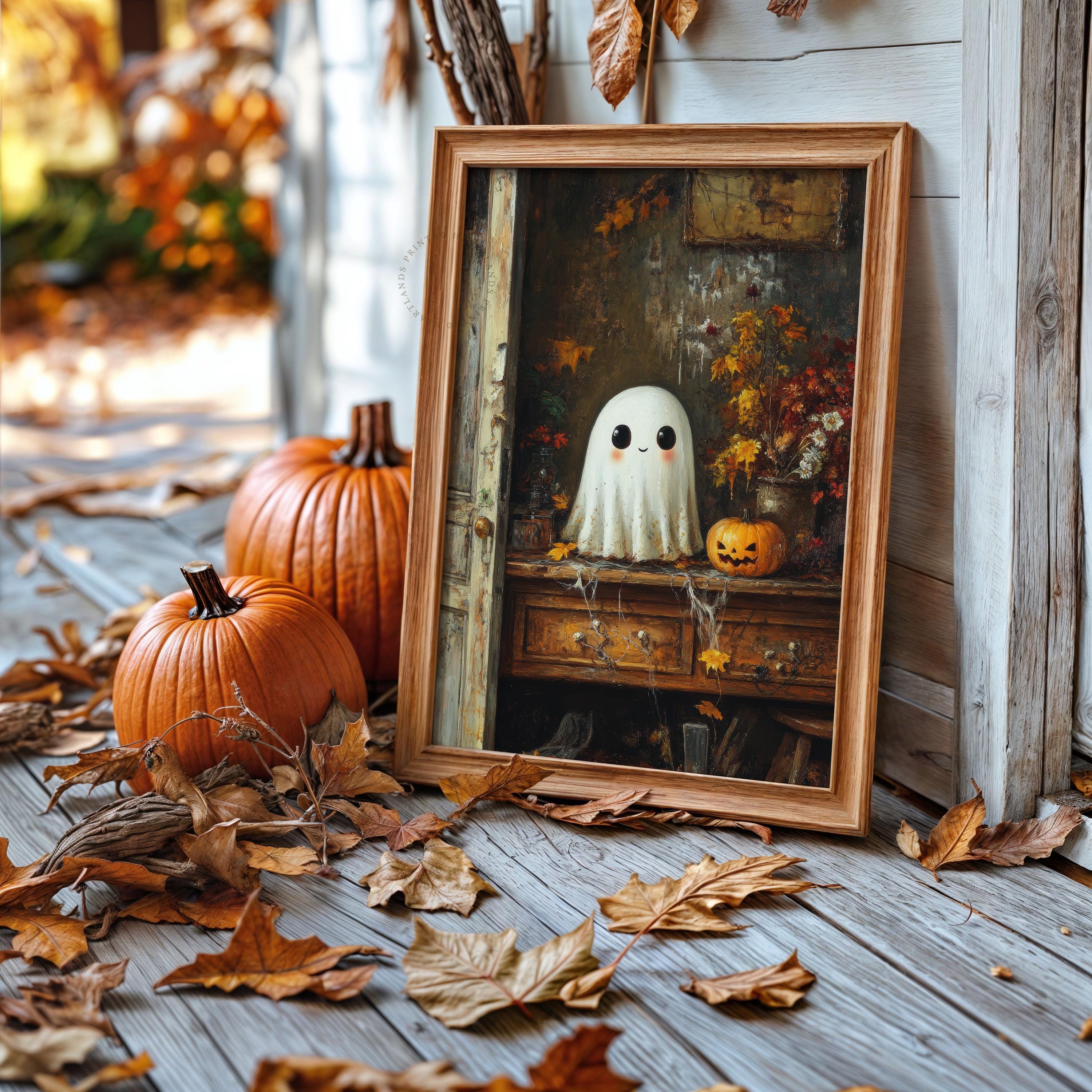Cute Ghost Dresser Print, Halloween Printable Wall Art Gothic Counter ...