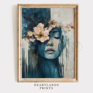 Beautiful Woman Art Print, Beautiful Floral Woman Printable Wall Art, Modern Inspired Wall Art, Beautiful Abstract Female Portrait Painting