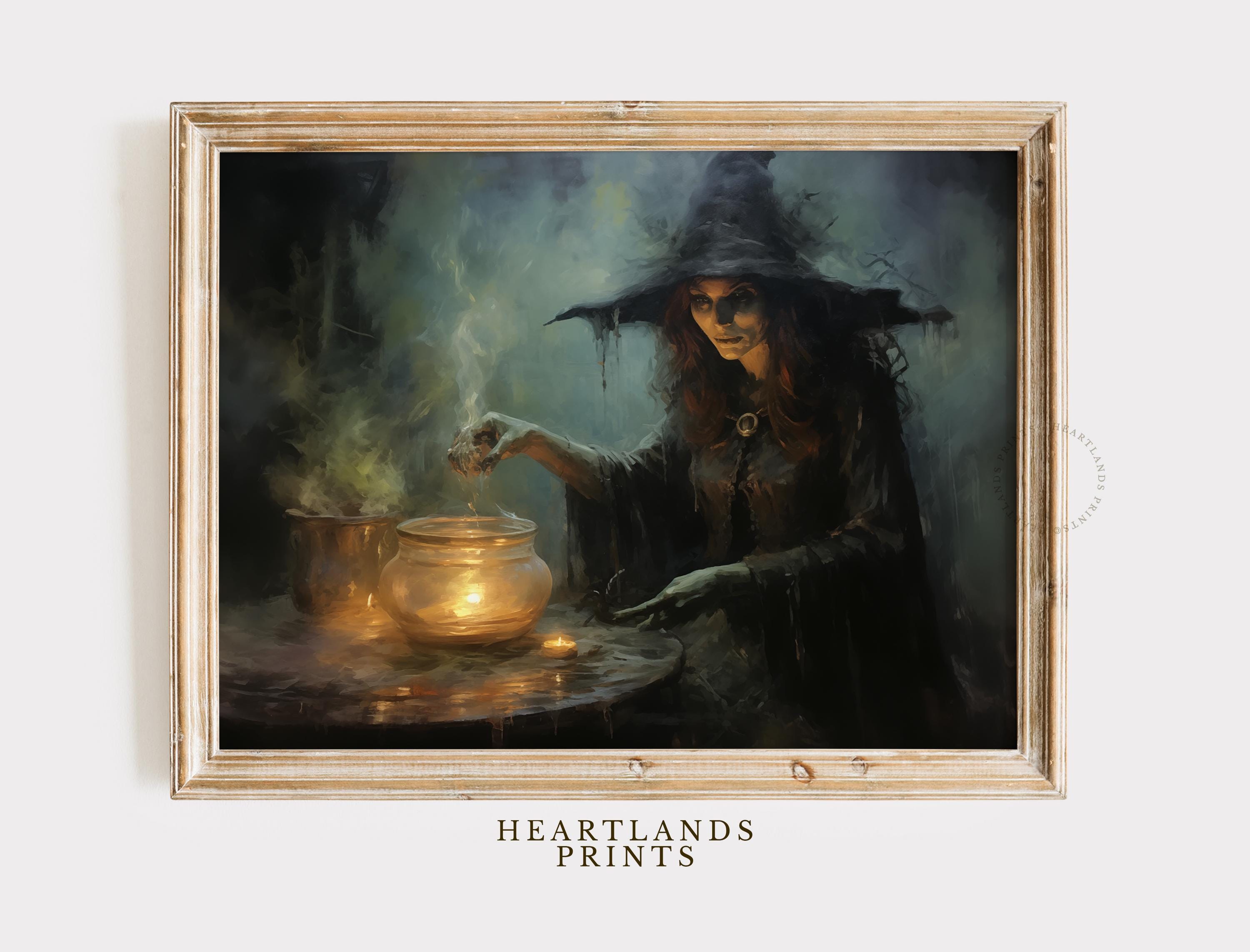 Printable Witch Artwork Cauldron Halloween Wall Art Print, Halloween ...