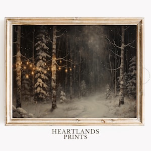 Dark Forest Winter Art, Printable Winter Wall Art, Forbidden Forest Wall Art, Snowy Landscape Christmas Prints, Dark Arts Academia Decor