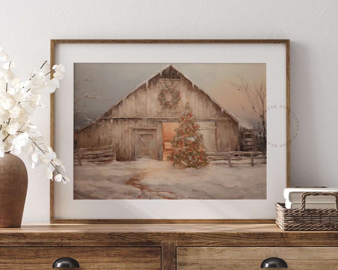 Christmas Tree Barn Art Print, Christmas Printable Wall Art, Christmas ...