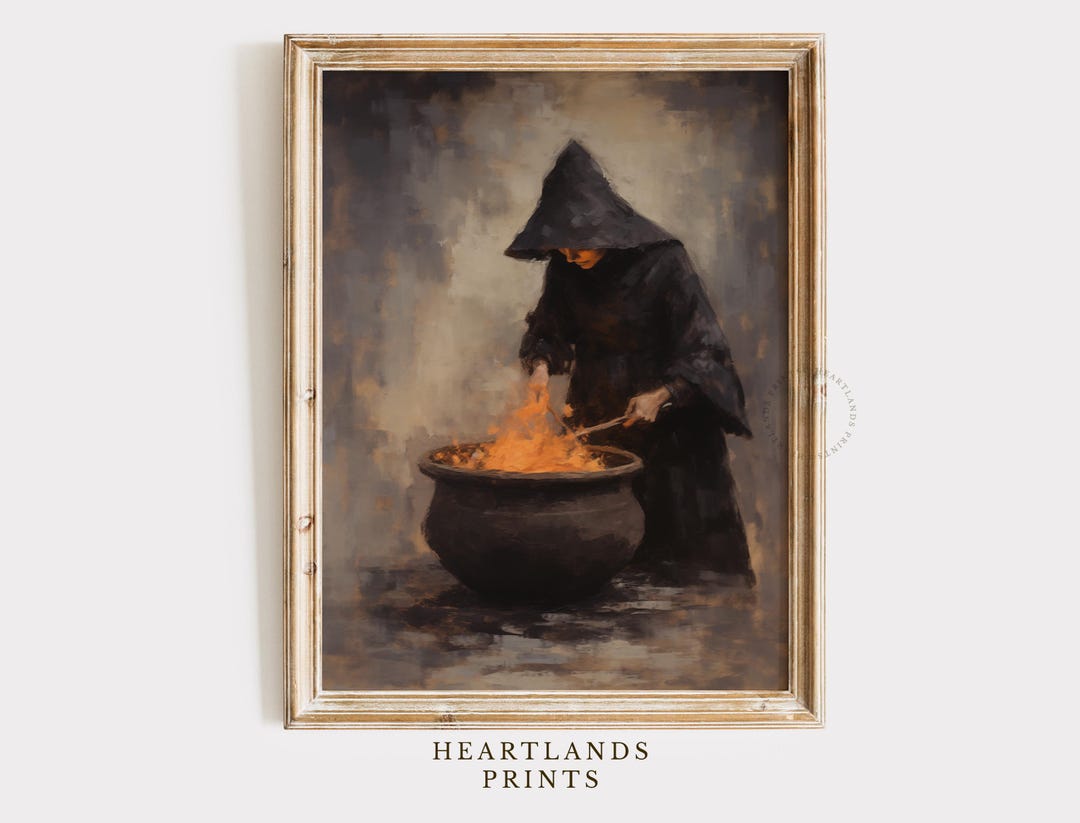 Printable Cauldron Artwork of a Halloween Witch Wall Art Print ...