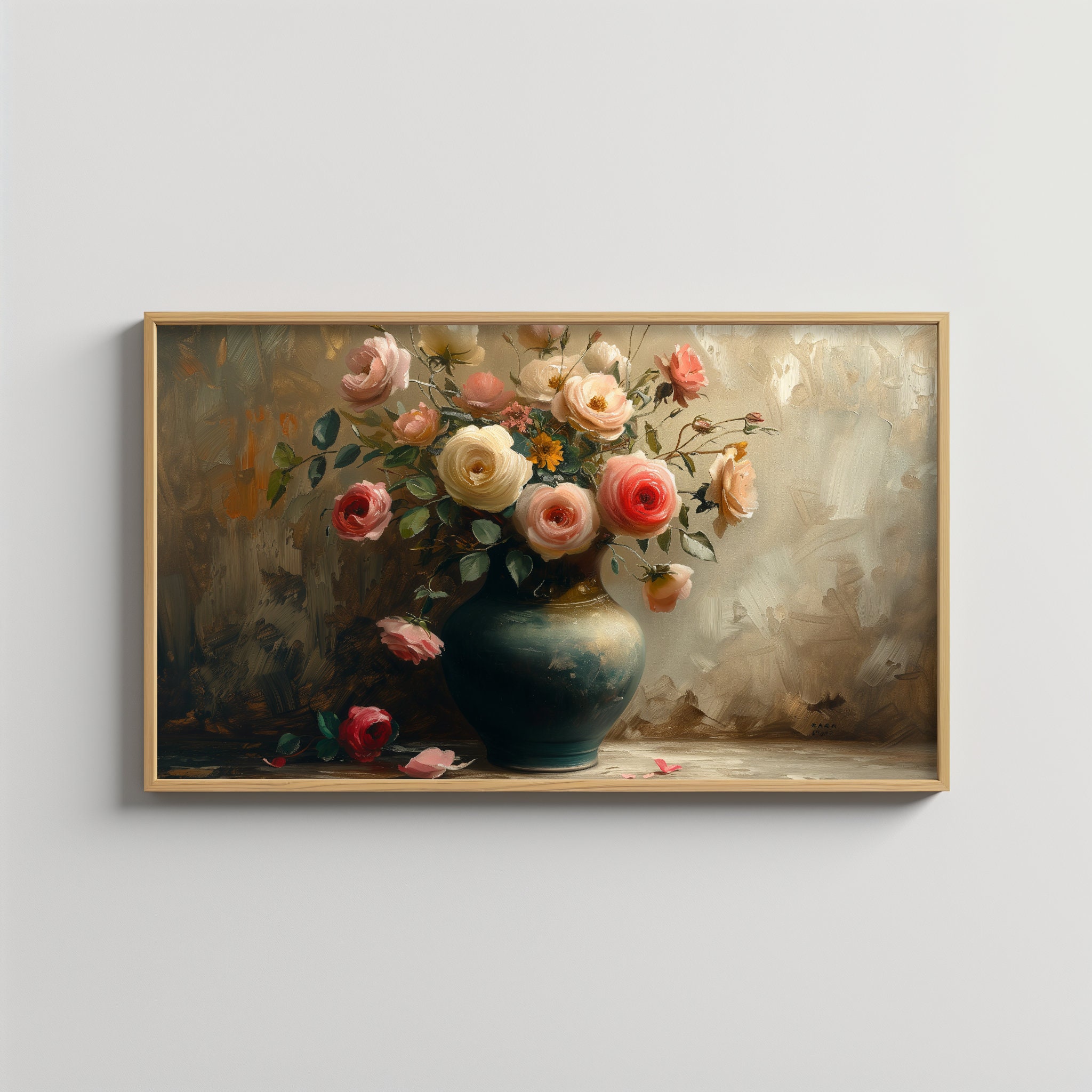 Printable Antique Oil Painting of Spring Floral Still Life Print ...