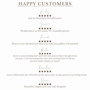 K&ouml;nnte beinhalten: Ein wei&szlig;er Hintergrund mit braunem Text und Sternen. Der Text lautet "HAPPY CUSTOMERS" und enth&auml;lt Kundenbewertungen mit Namen und F&uuml;nf-Sterne-Bewertungen. Die Bewertungen sind positiv und heben die Qualit&auml;t des Produkts hervor.