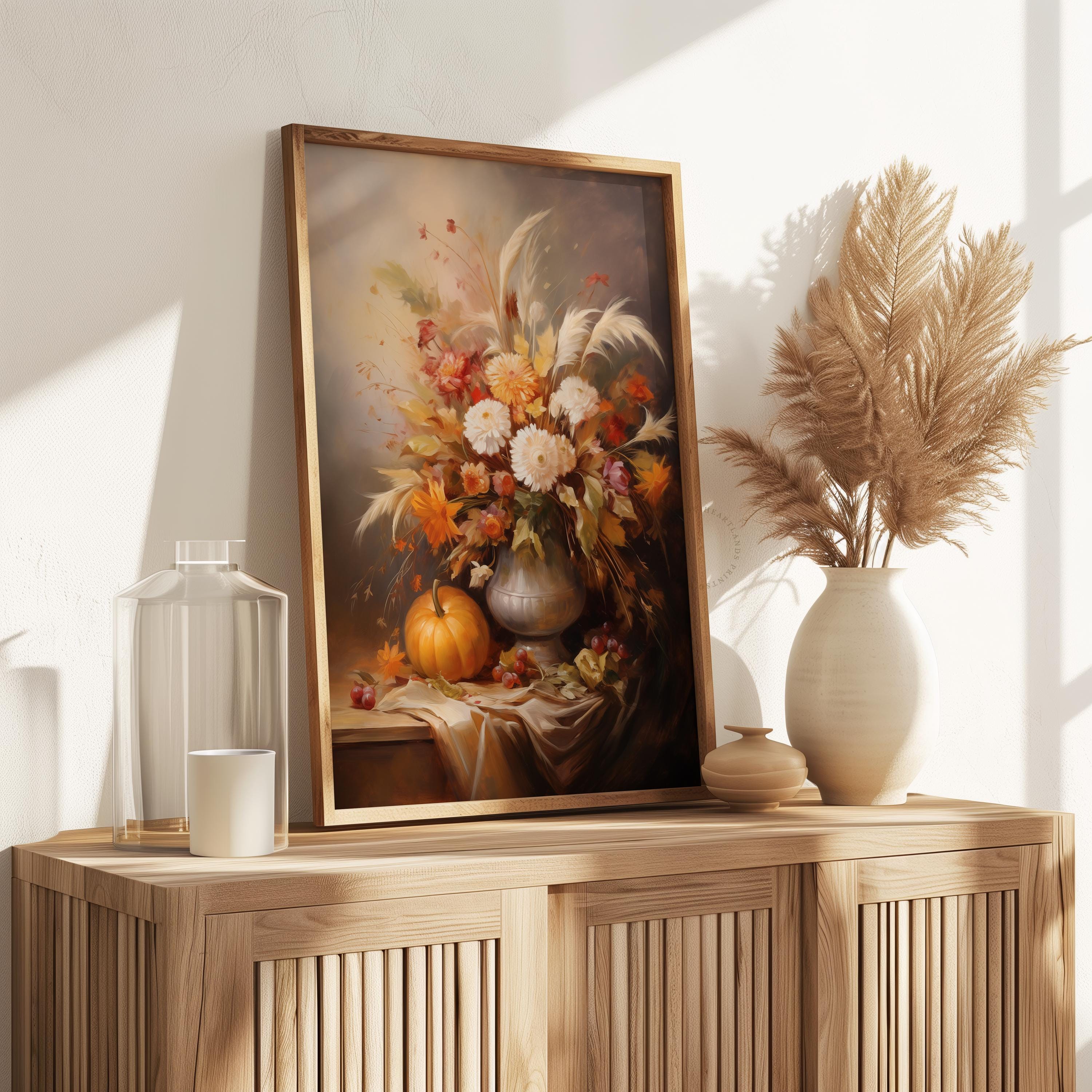 Fall Harvest Wall Art Printable Still Life Vintage Oil Painting: Autumn ...