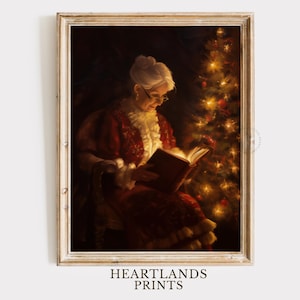 Vintage Mrs Claus Art Christmas Printable Wall Art, Winter Wall Art, Mrs Clause Painting Christmas Holiday Decor, Light Academia Decor