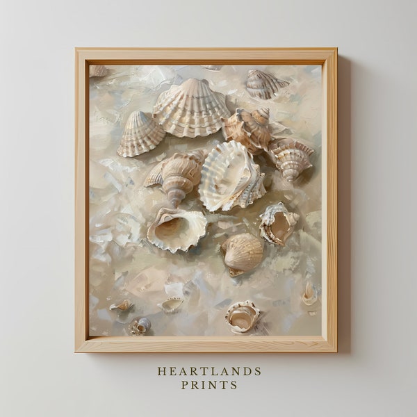 Sea Shell Print, Ocean & Beach Nursery Decor, Printable Watercolor Sea Shell Wall Art, Coastal Home Decor, Digital Art Download