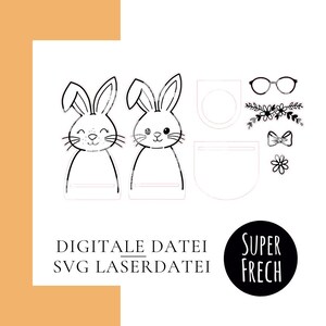 Soporte para huevos con lima láser para Pascua | Alternativa a huevera + nido de Pascua | Manualidades de conejitos y decoraciones de Pascua | SVG para manualidades con niños