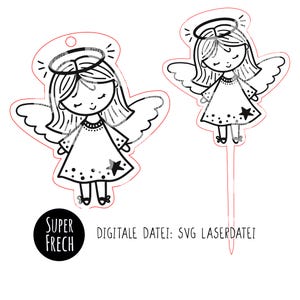 Laser file angel, Christmas angel, laser cut file Christmas, guardian angel, SVG, pendant, flower pin, angel with star