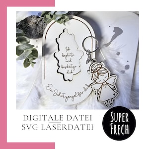 Laser cut angel | Guardian angel card | Card design for baptism | Communion gift | Confirmation + Confirmation | Gift idea for godparents