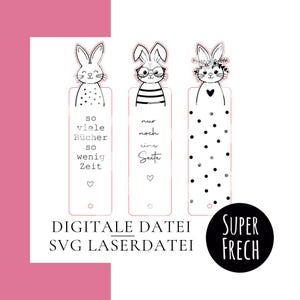 Lesezeichen Laserdatei Hase | Alternatives Geschenk im Osternest | Hasen Basteln | SVG zum Basteln mit Kindern | Basteln mit Papier + Holz
