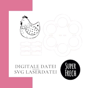 Eierteller Laserdatei Ostern | Alternative zu Eierbecher + Osternest | Huhn Basteln & Osterdekoration | SVG zum Basteln mit Kindern