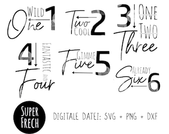 Plotter file birthday numbers, 1-6, SVG + PNG + DXF, birthday shirt, Birthday, design for T-shirt and sweater, birthday child, Numbers