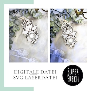 Laserdatei Sonnenfänger | Schutzengel für Taufe | Engel Geschenk zur Kommunion | Konfirmation + Firmung | Geschenkidee Paten | Sonnenfänger