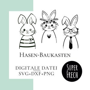 Plotterdatei Ostern, Hasen Baukasten, Osterdekoration, Basteln Ostern mit Kindern, SVG,  PNG, DXF, Kartendesign, Laserdatei, Ostergeschenk