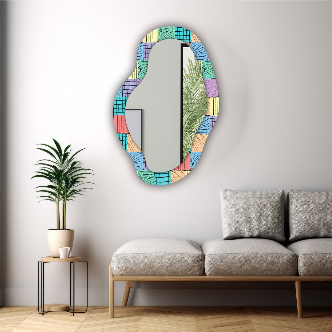 Photo inspiration: Picture Idea: Asymmetric Tempered Glass Wall Mirror Irregular Cloud Shape Wavy L