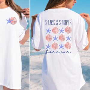 Vintage Seashells Tshirt Cotton Oversized Coastal Surf Shirt Ocean Swimsuit Coverup Nautical Tee Cottagecore Aesthetic Shirt Summer Inspired