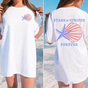 Vintage Seashells Tshirt Cotton Oversized Coastal Surf Shirt Ocean Swimsuit Coverup Nautical Tee Cottagecore Aesthetic Shirt Summer Inspired