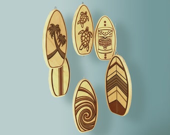 Wooden Surfboard Hanging Baby Mobile | Boho Beach Gender Neutral Baby Room | Surf