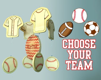 Custom Sports Team Baby Mobile - Choose Any Team & Jerseys for Any Players - Baseball, Football, Soccer, Basketball - Personalization Option