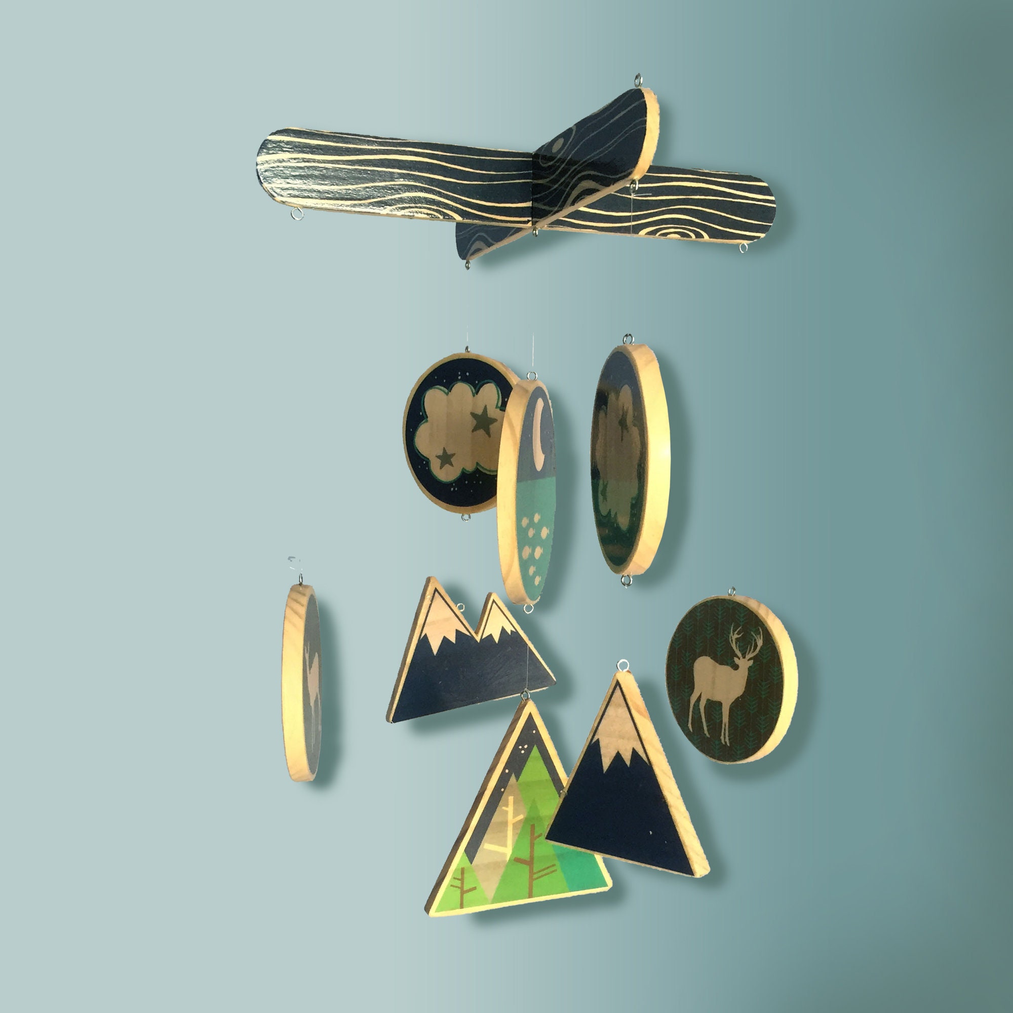 Baby Mobile Rustic Woodlands Mountain Mobile Woodland Etsy