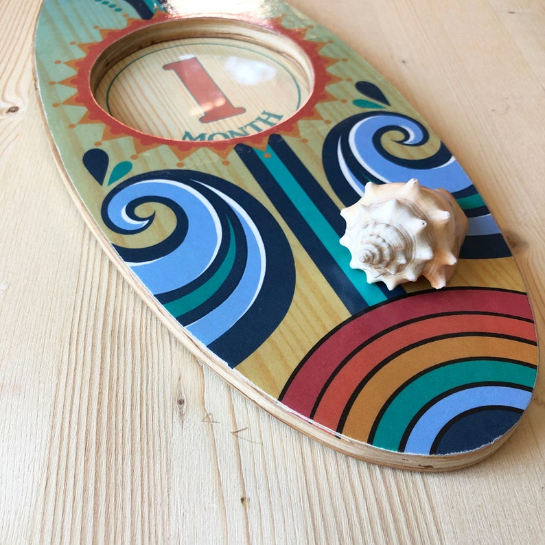 Wooden Surfboard Milestone Frame Wall Art Photo Prop for