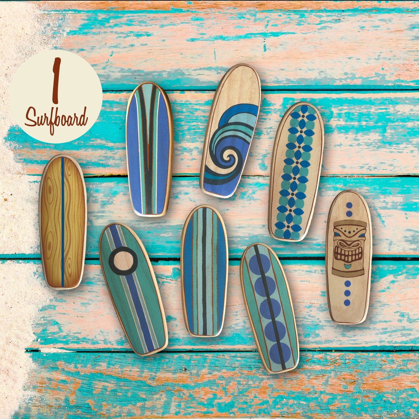 SMALL Wooden Surfboards Wall Decor Single Board Beach and