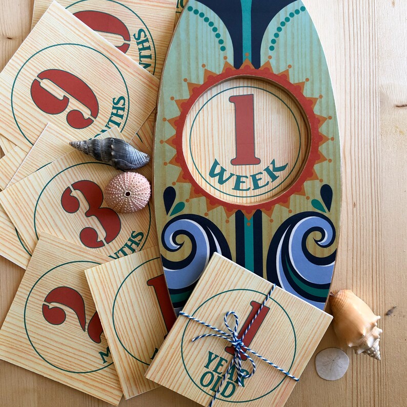 Wooden Surfboard Milestone Frame Wall Art Photo Prop for