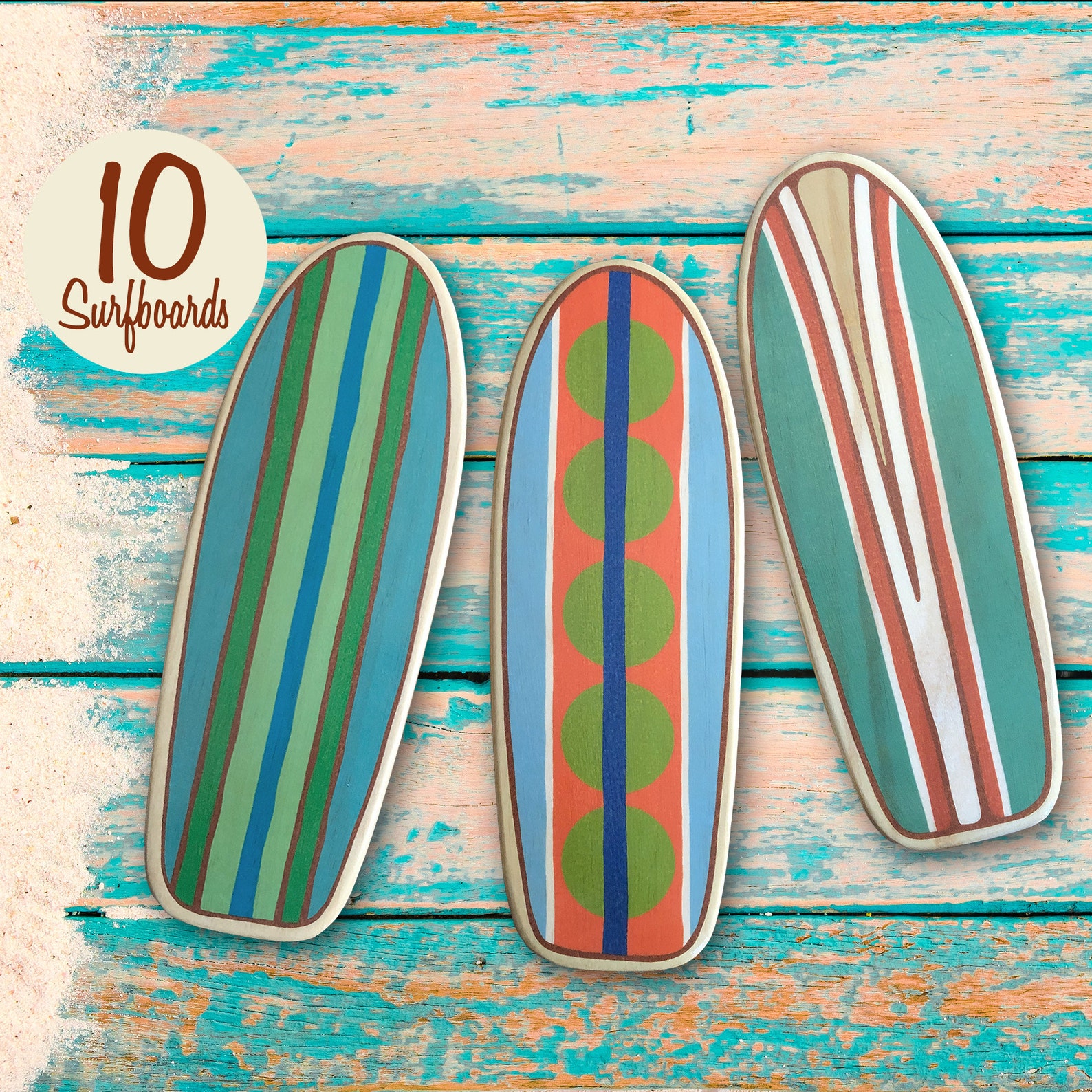 LARGE Wooden Surfboards Wall Decor Set of 10 Beach and Surf Etsy