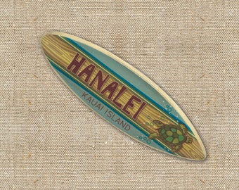 Personalized Tropical Wooden Surfboard with Sea Turtle - Fun Teacher Gift - Custom Beach Décor Gift - Gift for Beach Lovers and Surfers