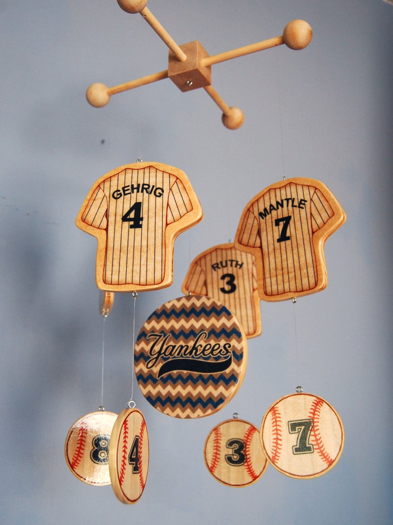 Wooden New York Yankees Baseball Baby Mobile for a Baseball Etsy